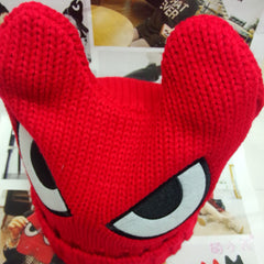 Women's Fashion Cute Devil Cow Horn Ears Knitted Wool Hat