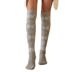 Snowflake Elk Wool Long Tube Knitted Pile Socks