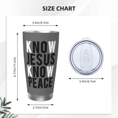 Know Jesus Know Peace Christian Insulated Tumbler with Straws Lid Stainless Steel Thermal Mug Outdoor Portable Car Bottle Cups