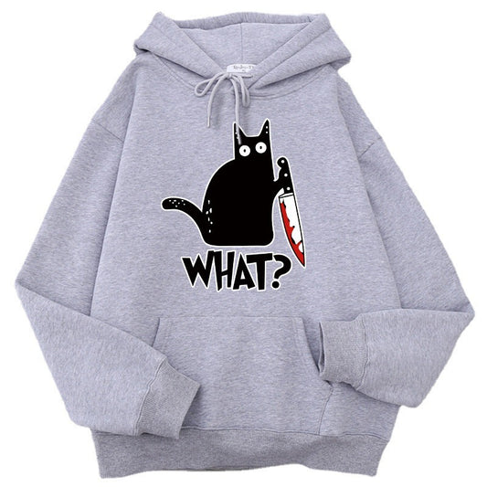 Killer Black Cat Surprised Men and Women Hoodies