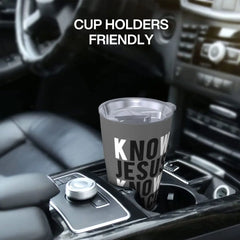 Know Jesus Know Peace Christian Insulated Tumbler with Straws Lid Stainless Steel Thermal Mug Outdoor Portable Car Bottle Cups