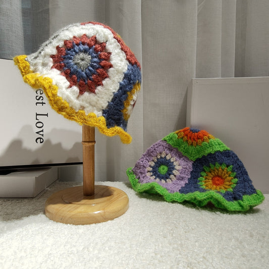 Mohair Color Matching Colorful Baotou Hat Basin Hat