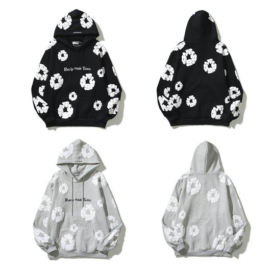 Pure Cotton Coat Three-dimensional Foam Kapok Printed Hoodie Sweater