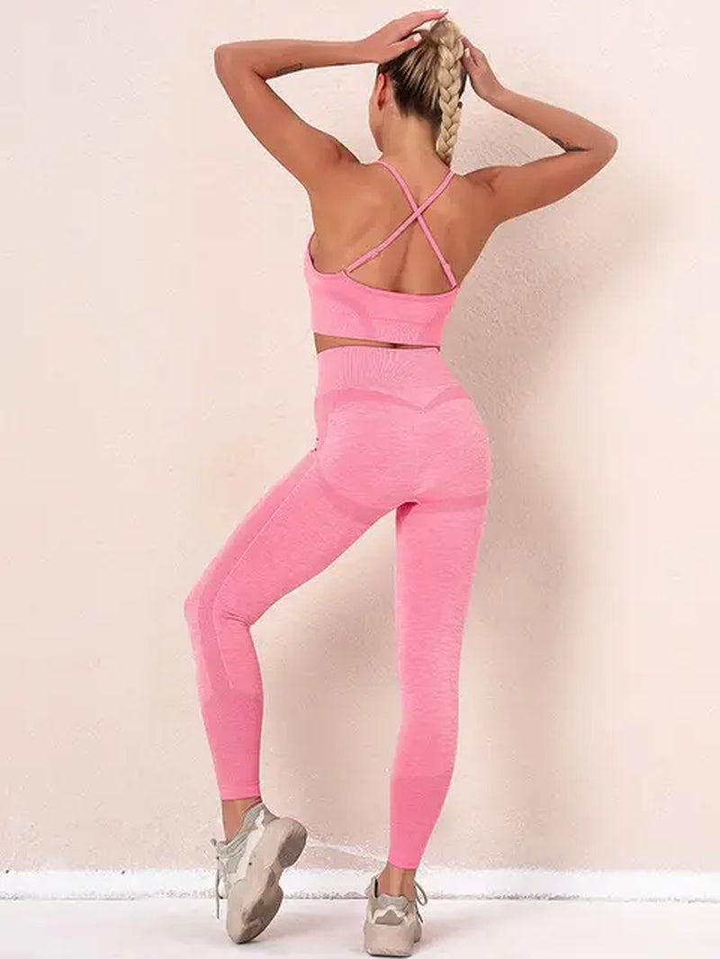 Seamless Women Gym Sets Female Sport Leggings Gym Suits Wear Running Clothes Fitness Sport Workout Suit Long Sleeve Shirts Bra