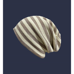 Female Autumn And Winter Warm Black And White Striped Pile Hat