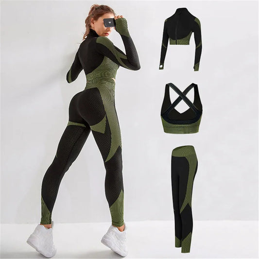 2/3Pcs Women Gym Suit Fitness Sets Sports Workout Sportswear Gym Clothing Yoga Fitness Set Female Workout Leggings Top Leggings