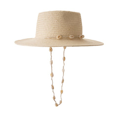 Retro Shell Tied Wide-brimmed Papyrus Jazz Hat Ladies Outdoor Sun Protection