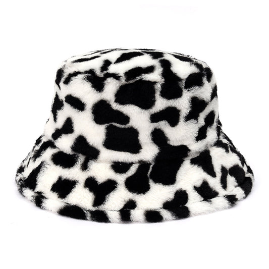 Cow Pattern Female Print Korean Fashion Plush Hat